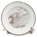 3dRose Uta Naumann Faux Glitter Pattern - Image of Chic Gray Trendy Copper Rose Gold Marble Agate Gemstone Rock Quartz - Plates