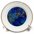 3dRose Uta Naumann Faux Glitter Pattern - Image of Trendy Indigo Blue and Glitter Ink Metal Marble Agate - Plates