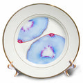 3dRose Uta Naumann Faux Glitter Pattern - Image of Trendy Baby Blue Teal Agate Gemstone Rock Quartz on White - Plates