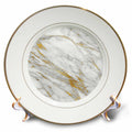 3dRose Uta Naumann Faux Glitter Pattern - Image of Chic Trendy Gold Glitter Veins Marble Agate Gemstone Quartz - Plates