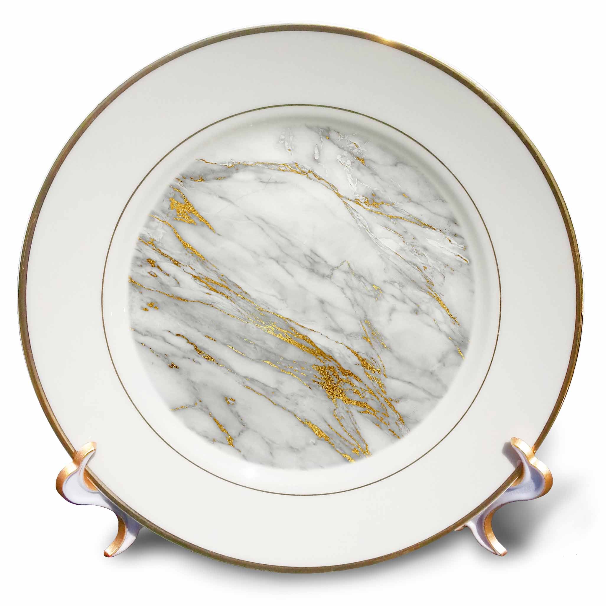 3dRose Uta Naumann Faux Glitter Pattern - Image of Chic Trendy Gold Glitter Veins Marble Agate Gemstone Quartz - Plates
