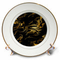 3dRose Uta Naumann Faux Glitter Pattern - Image of Chic Trendy Gold Glitter Veins on Black Marble Agate Gemstone - Plates
