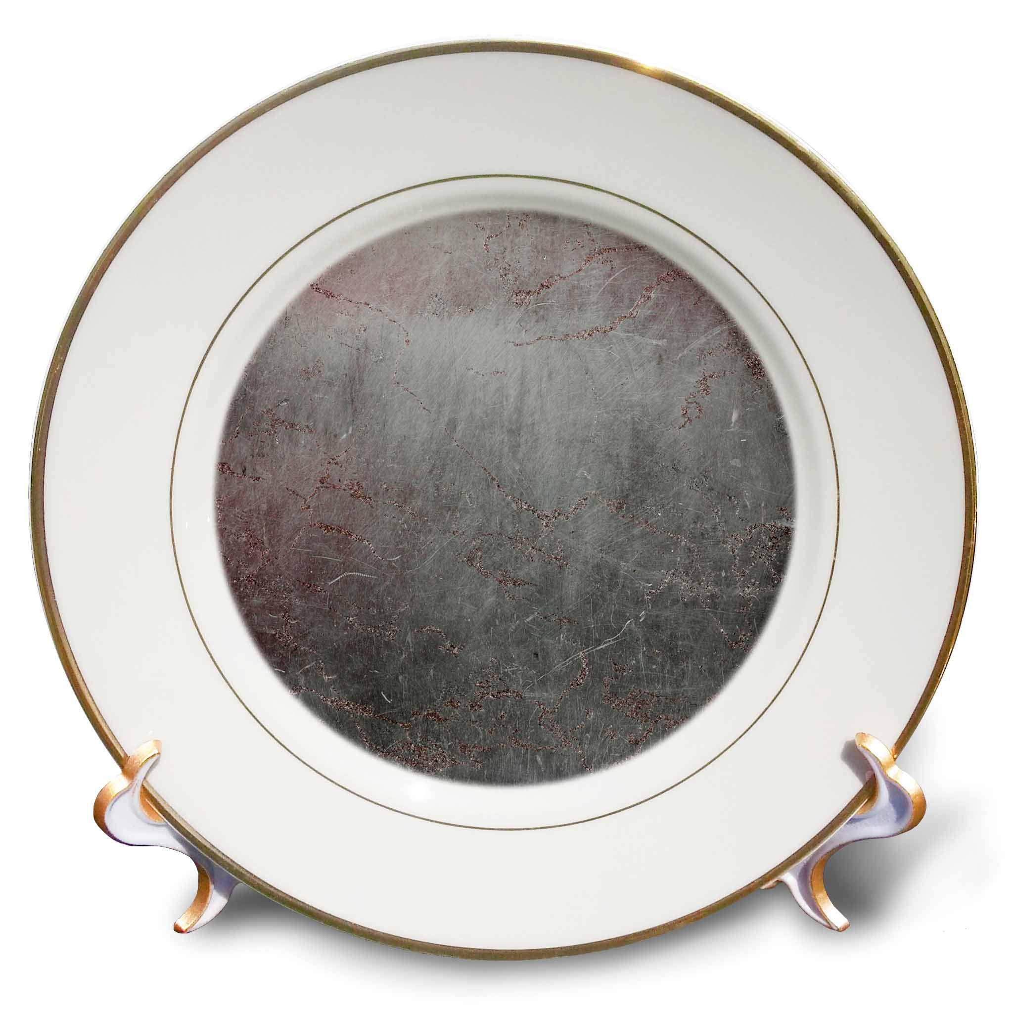 3dRose Uta Naumann Faux Glitter Pattern - Image of Elegant Trendy Rose Gold Veins on Gray Agate Gemstone Geode - Plates