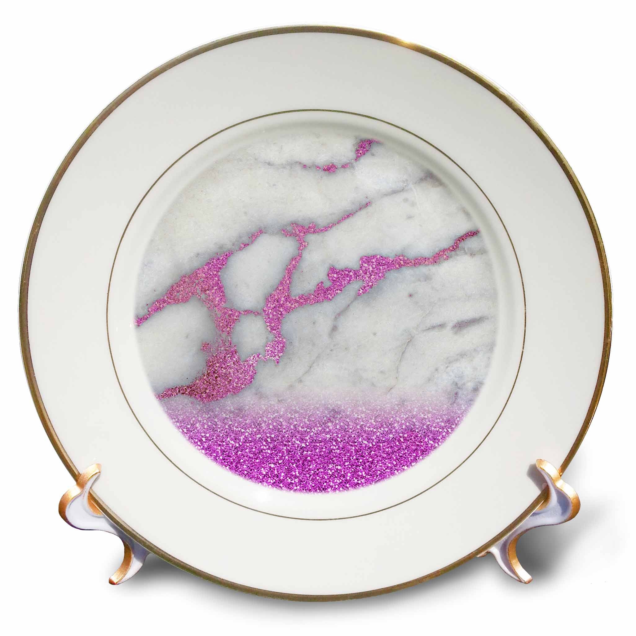 3dRose Uta Naumann Faux Glitter Pattern - Image of Trendy Purple Ultra-Violet Agate Geode Rock Quartz - Plates
