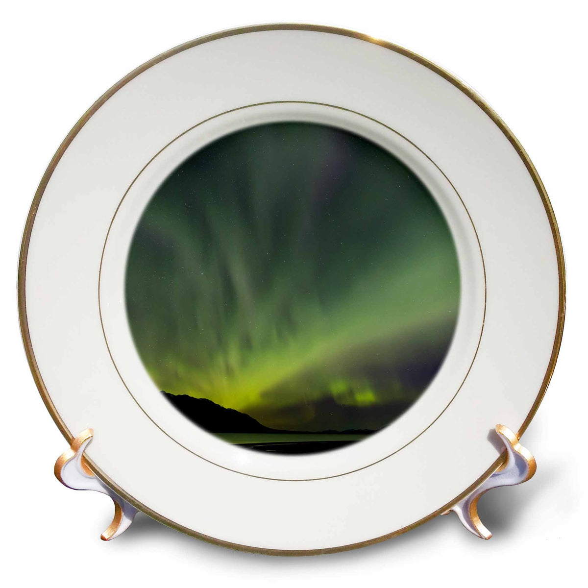 3dRose Danita Delimont - Northern Lights - Canada, Yukon, Kluane Lake. Aurora borealis and lake. - Plates | Plate | Wiccan Center
