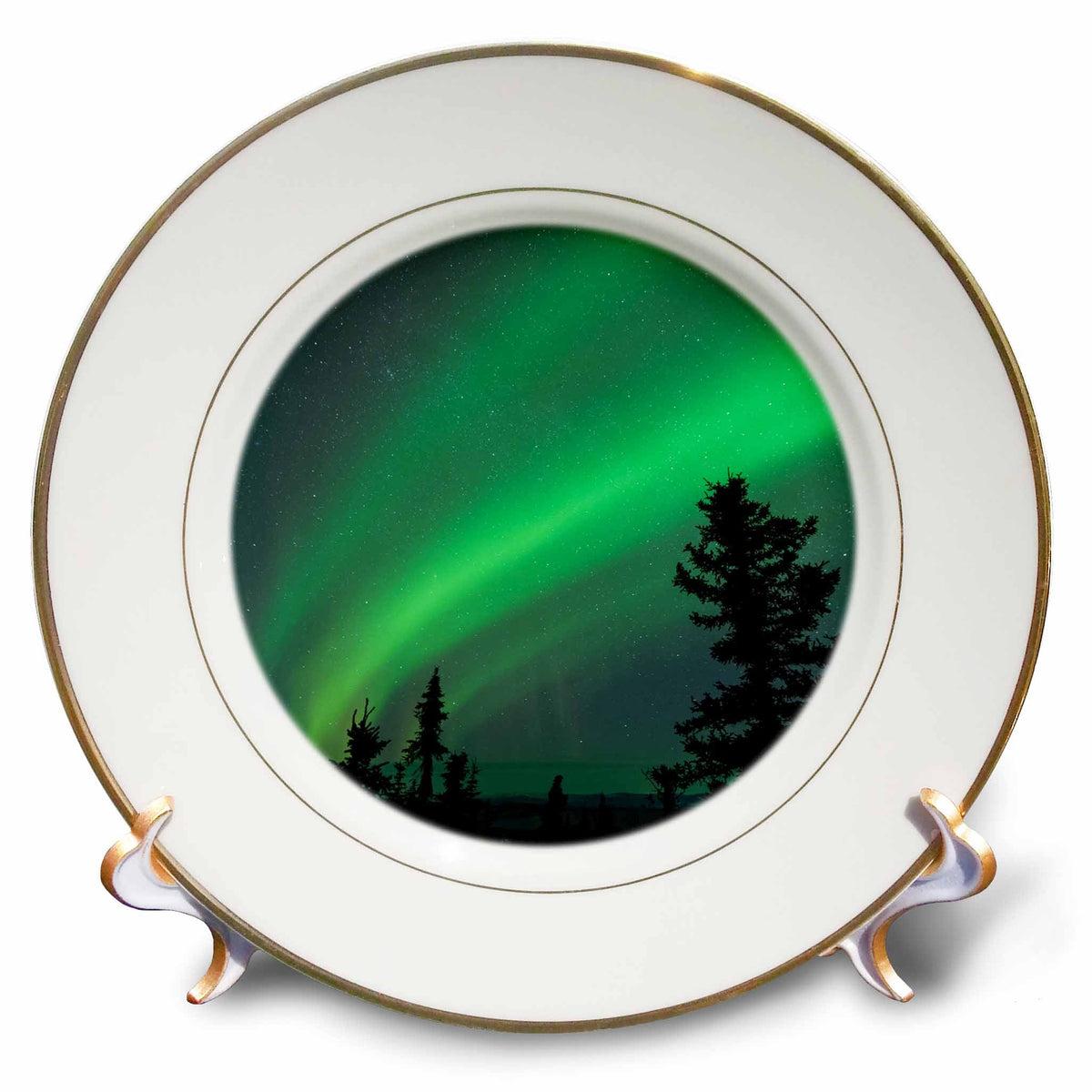 3dRose Danita Delimont - Northern lights - US, AK, Fairbanks. Dramatic curtain display of Aurora Borealis. - Plates