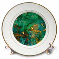 3dRose Uta Naumann Faux Glitter Pattern - Image of Chic Trendy Green and Gold Marble Agate Gemstone Quartz - Plates (cp_319642)