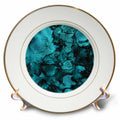 3dRose Uta Naumann Faux Glitter Pattern - Image of Chic Trendy Teal and Black Marble Agate Gemstone Quartz - Plates (cp_319643)