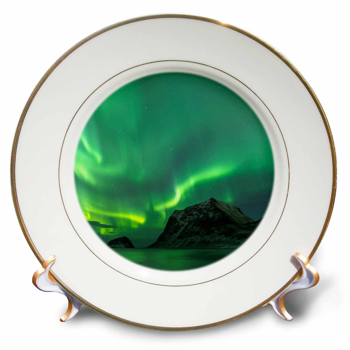 3dRose Norway, Lofoten Islands, Vestvag Island, Leknes. Aurora borealis - Plates (cp_330398) | Plate | Wiccan Center