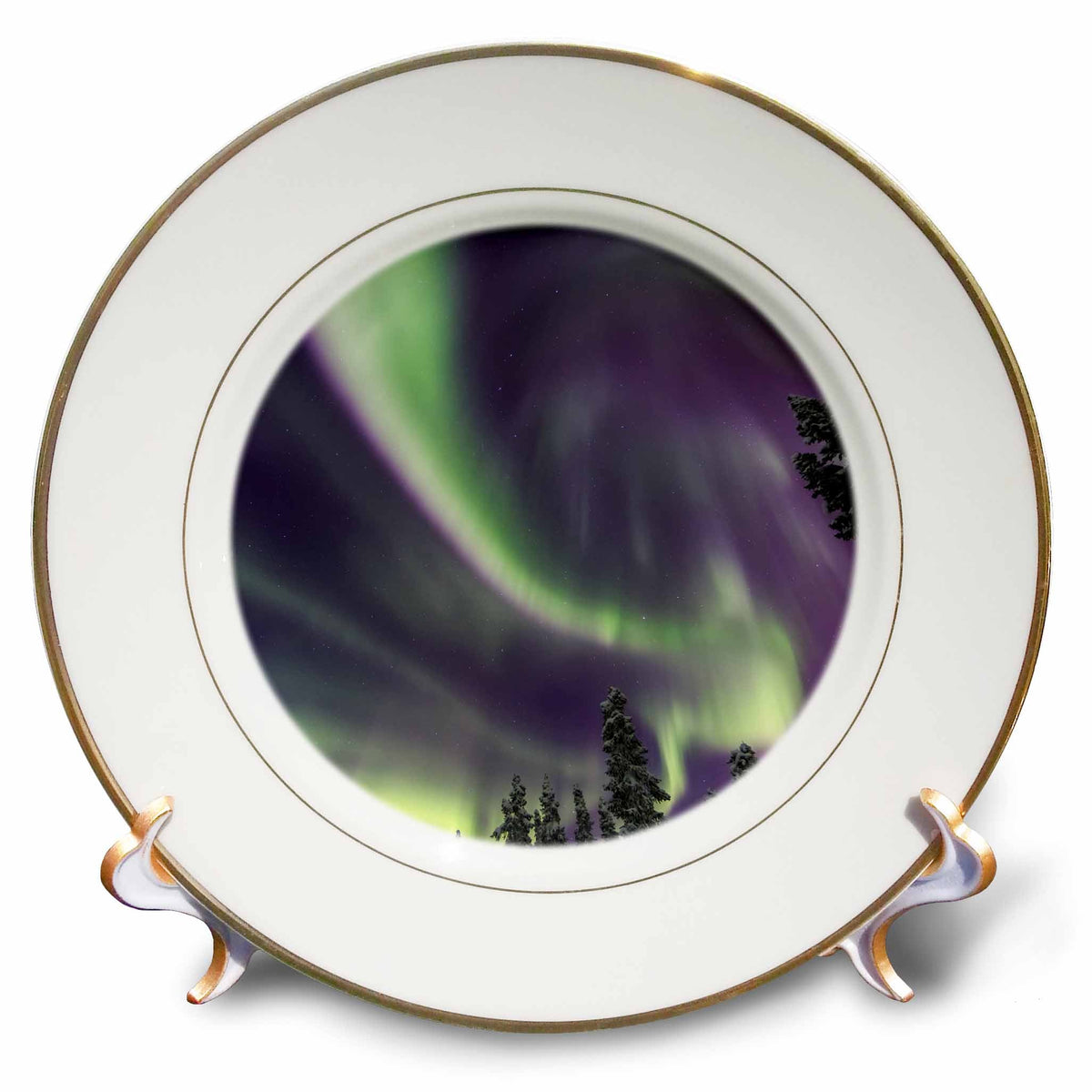 3dRose Aurora borealis, Northern Lights, near Fairbanks, Alaska - Plates (cp_330985) | Plate | Wiccan Center