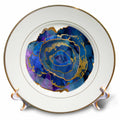3dRose Blue and Image of Gold Agate Crystal Illustration - Plates (cp_335931)