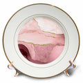 3dRose Anne Marie Baugh - Patterns - Glam Pink and Image of Gold Agate Design - Plates (cp_338010)
