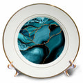 3dRose Illustration from Ice Blue Marble Agate Texture with Gold Veins - Plates (cp_338740)