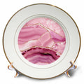 3dRose Illustration from Blush Pink Marble Agate Texture with Gold Veins - Plates (cp_338741)