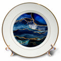 3dRose Illustration from Classic Blue Marble Agate Texture with Gold Veins - Plates (cp_338742)