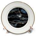 3dRose Illustration from Night Blue Marble Agate Texture with Gold Veins - Plates (cp_338743)