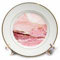 3dRose Illustration from Blush Marble Agate Texture with Gold Veins - Plates (cp_338744)
