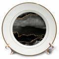 3dRose Modern Black and Image Of Gold Abstract Agate Pattern - Plates (cp_340231)