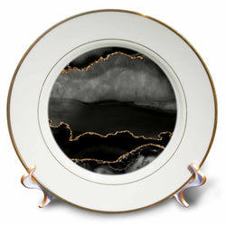 3dRose Modern Black and Image Of Gold Abstract Agate Pattern - Plates (cp_340231) | Plate | Wiccan Center