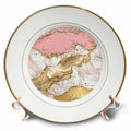 3dRose Glam Pink and Image of Gold Glitter Image of Marble Agate Design - Plates (cp_342818)