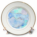 3dRose Glam Light Blue and Image Of Silver Glitter Agate Pattern - Plates (cp_352799)