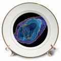 3dRose Glam Blue and Image of Gold Agate Rock Illustration - Plates (cp_356971)