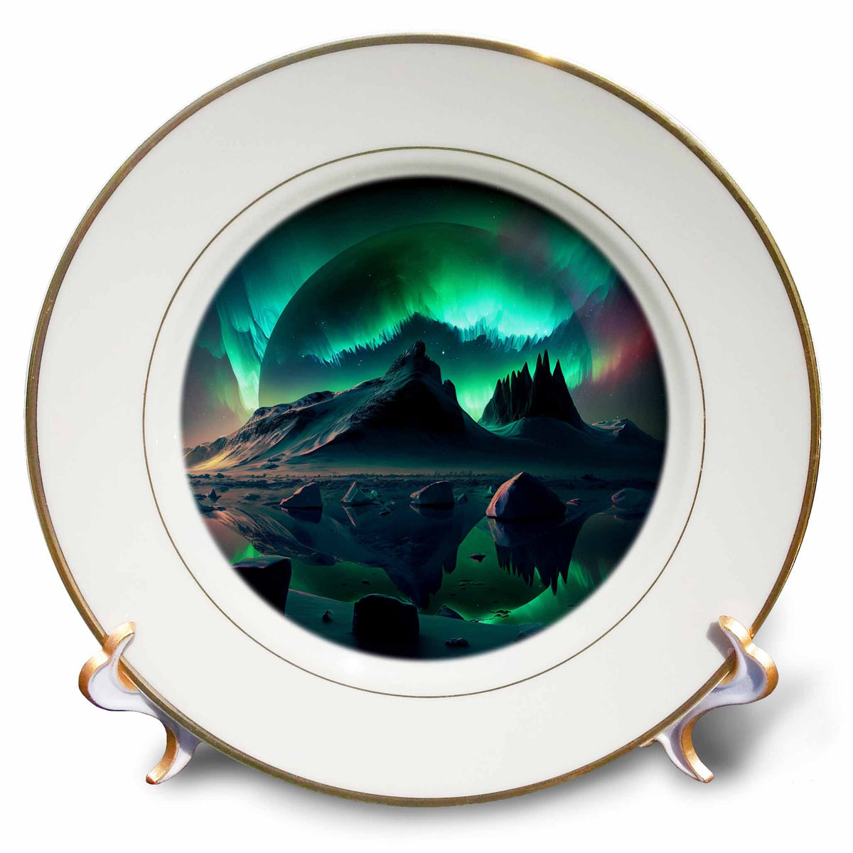 3dRose Anne Marie Baugh - Backgrounds - Aurora Borealis Night Sky - Plates (cp-382760)