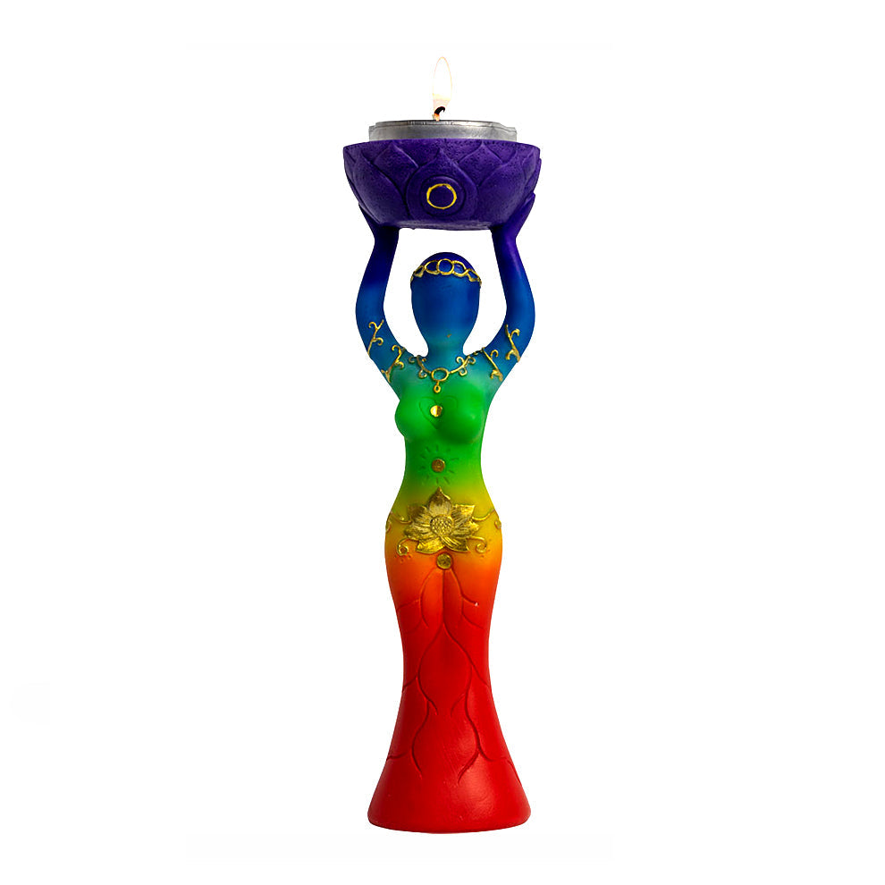 Polyresin T-Light Holder Chakra Goddess | Candle holder | Wiccan Center