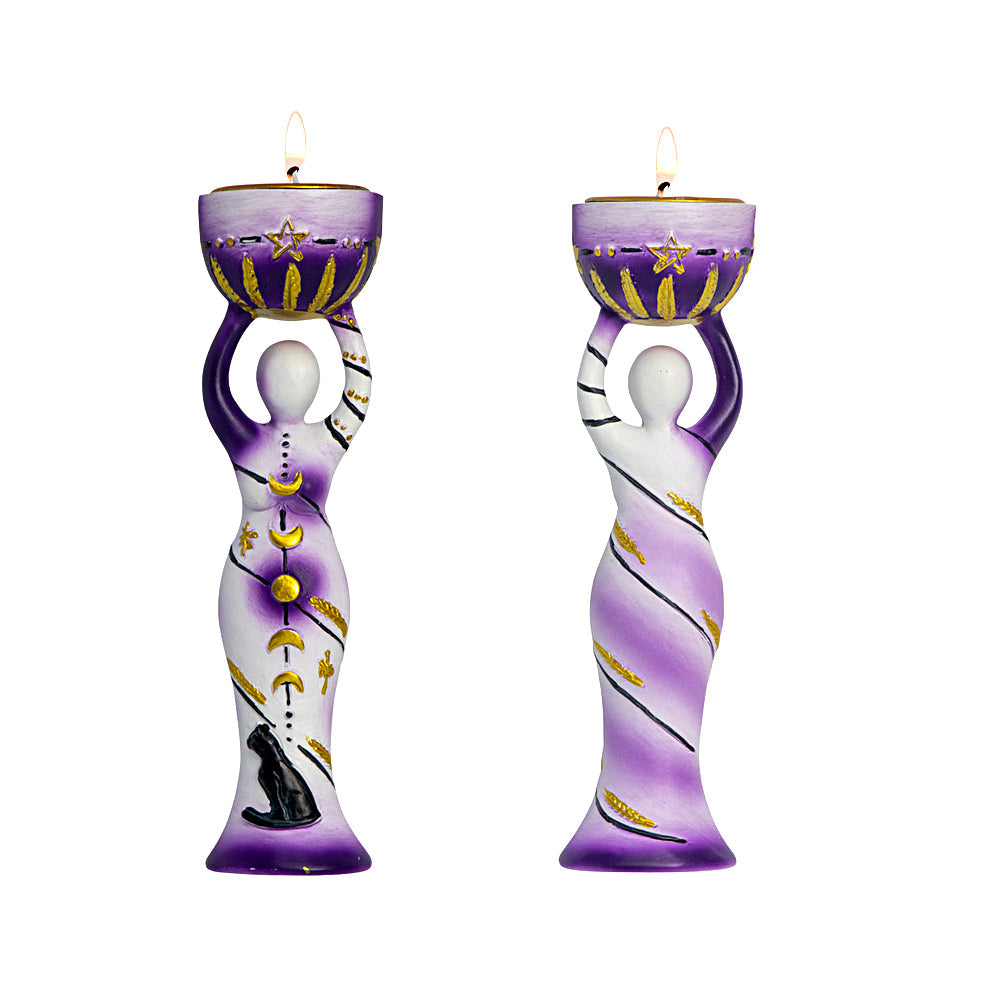 Polyresin T-Light Holder Moon Goddess | candle holder | Wiccan Center