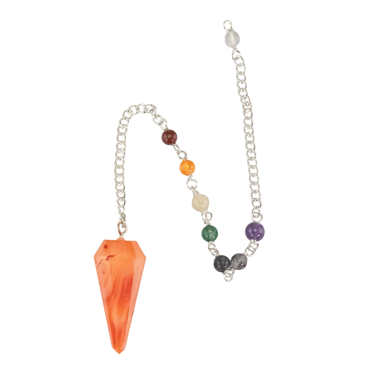 7 Chakra Faceted Carnelian Pendulum | | Wiccan Center