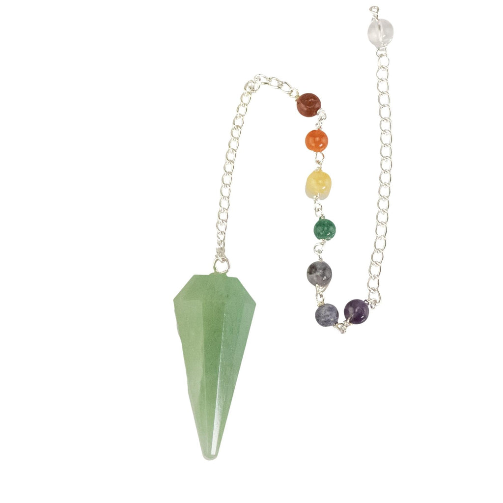 7 Chakra Faceted Green Aventurine Pendulum | | Wiccan Center