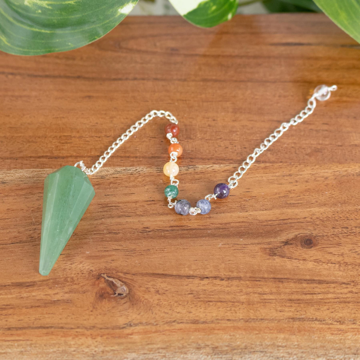 7 Chakra Faceted Green Aventurine Pendulum | | Wiccan Center