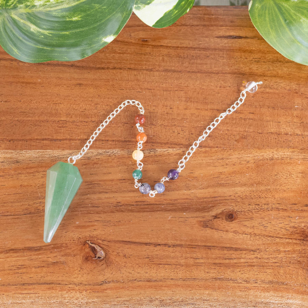 7 Chakra Faceted Green Aventurine Pendulum | | Wiccan Center