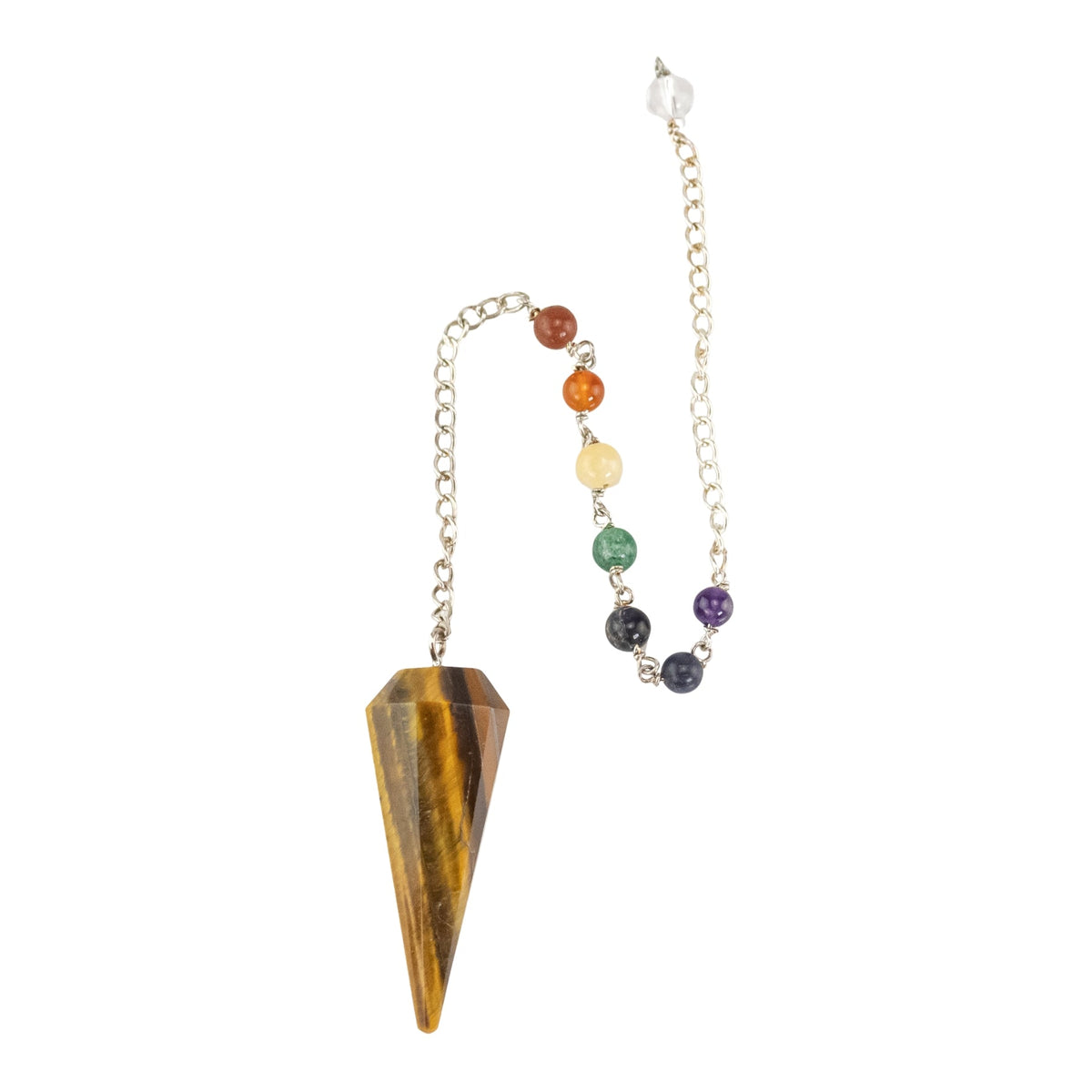 7 Chakra Faceted Tiger's Eye Pendulum