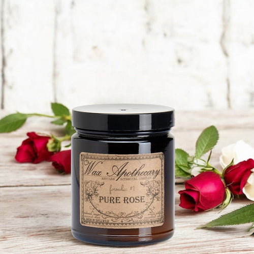 6 oz Botanical Candle in Amber Glass Jar - Pure Rose | Candle | Wiccan Center