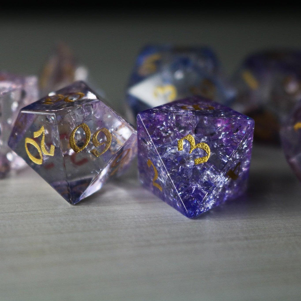 Purple Cloud Forge Fire Glass DND Dice Set | Gemstone Dice | Wiccan Center