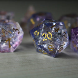 Purple Cloud Forge Fire Glass DND Dice Set | Gemstone Dice | Wiccan Center