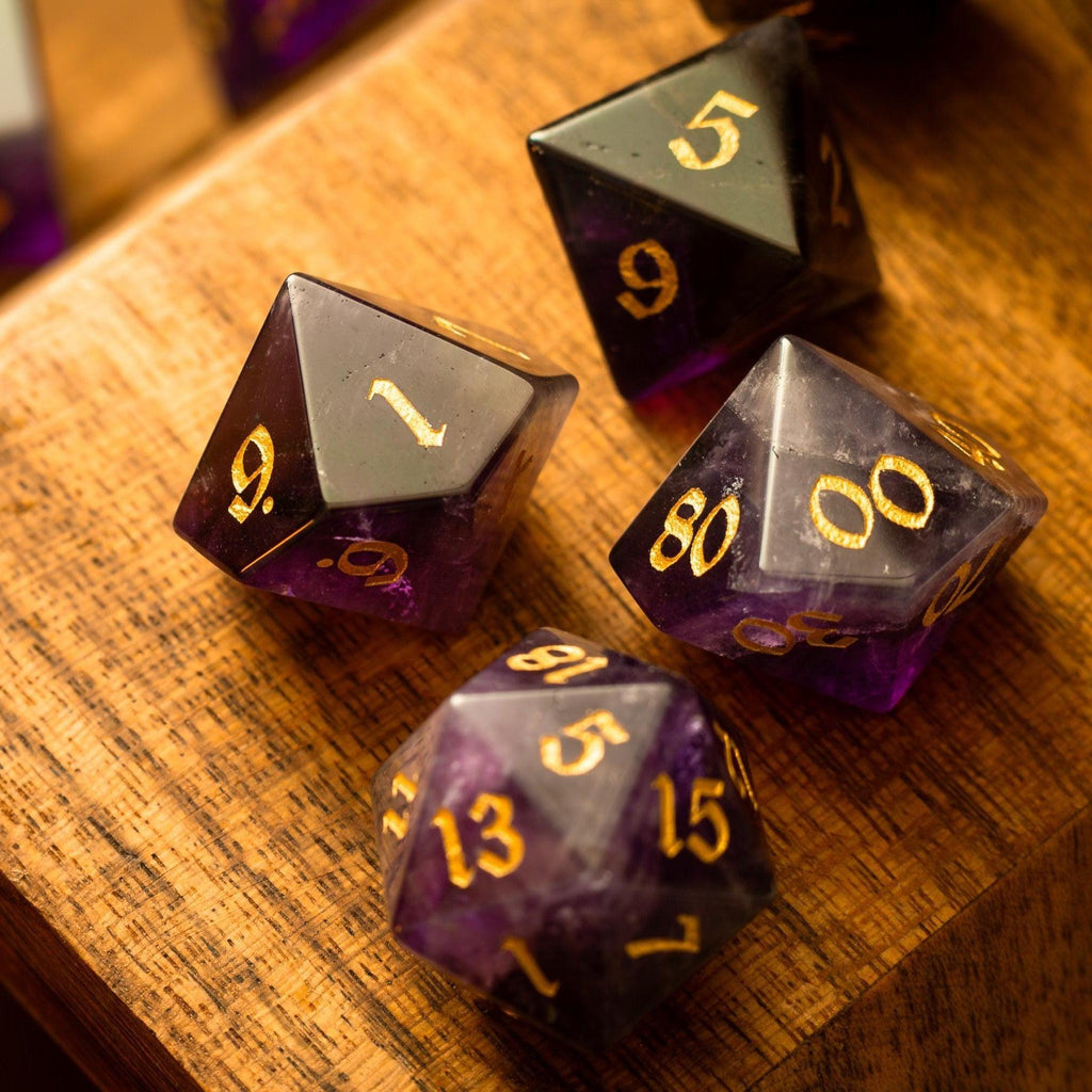 Purple Gemstone Amethyst DND Dice Set | Gemstone Dice | Wiccan Center