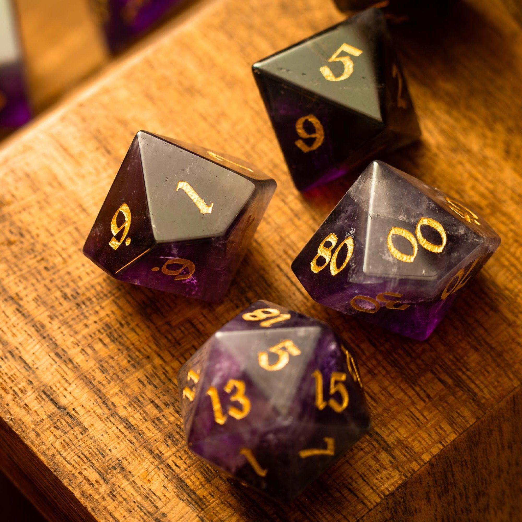 Purple Gemstone Amethyst DND Dice Set | Gemstone Dice | Wiccan Center