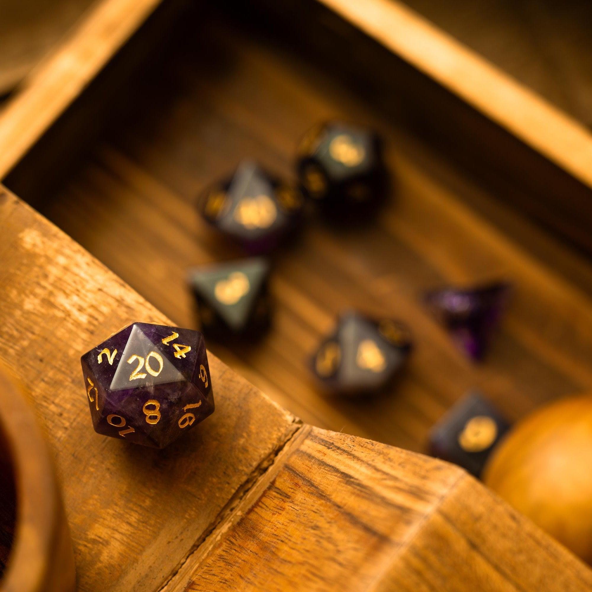 Purple Gemstone Amethyst DND Dice Set | Gemstone Dice | Wiccan Center