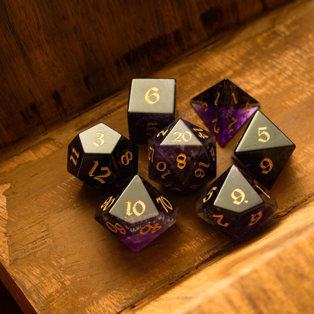 Purple Gemstone Amethyst DND Dice Set | Gemstone Dice | Wiccan Center