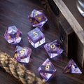 Purple Zircon Glass Hand Carved DND Dice Set | Gemstone Dice | Wiccan Center