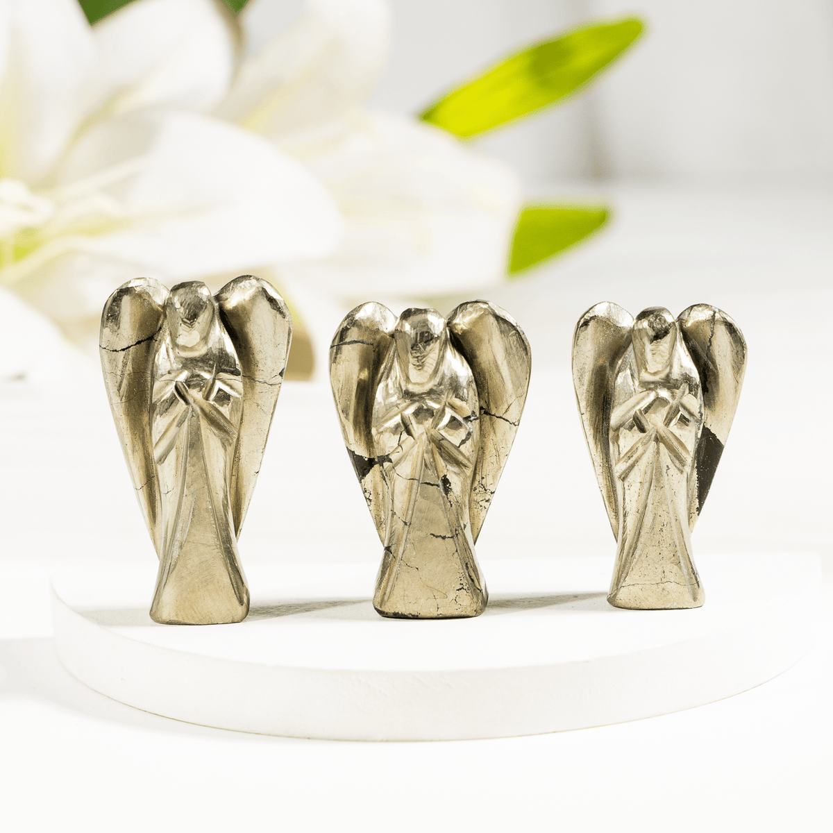 Pyrite Crystal Angel Pocket Guardian