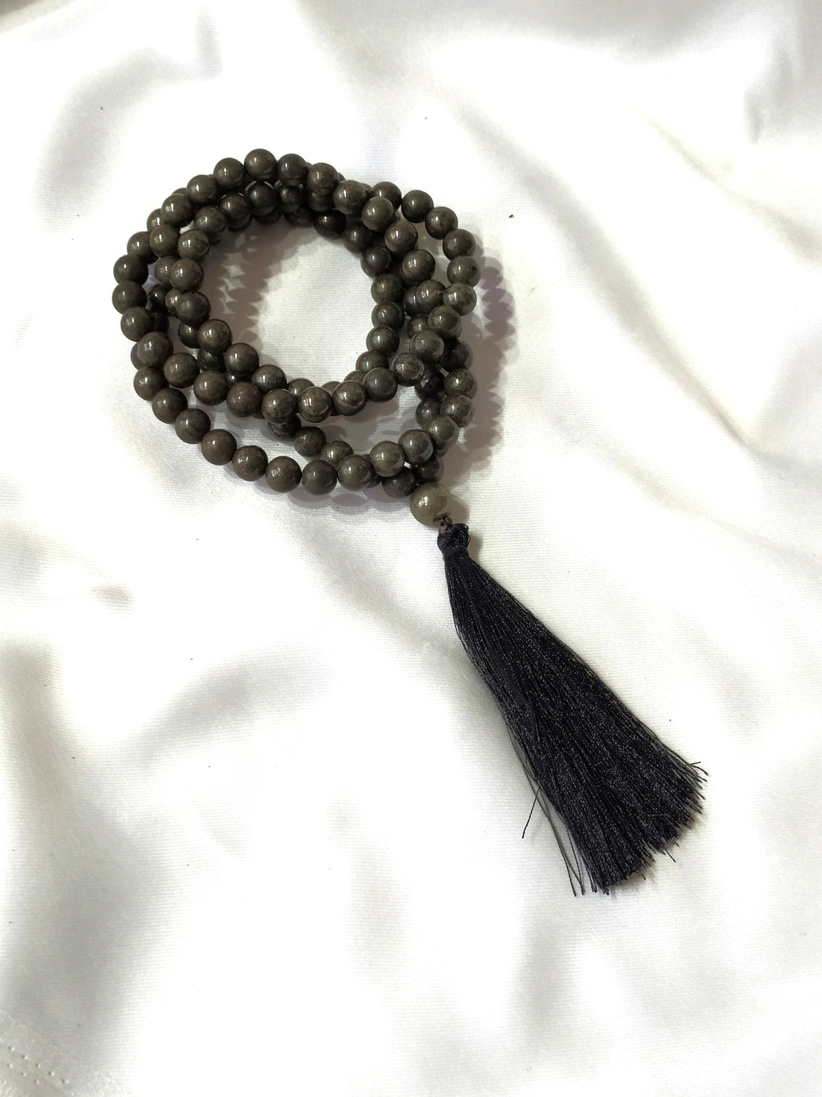 Pyrite Gemstone Mala, 108 Prayer Bead Mala.