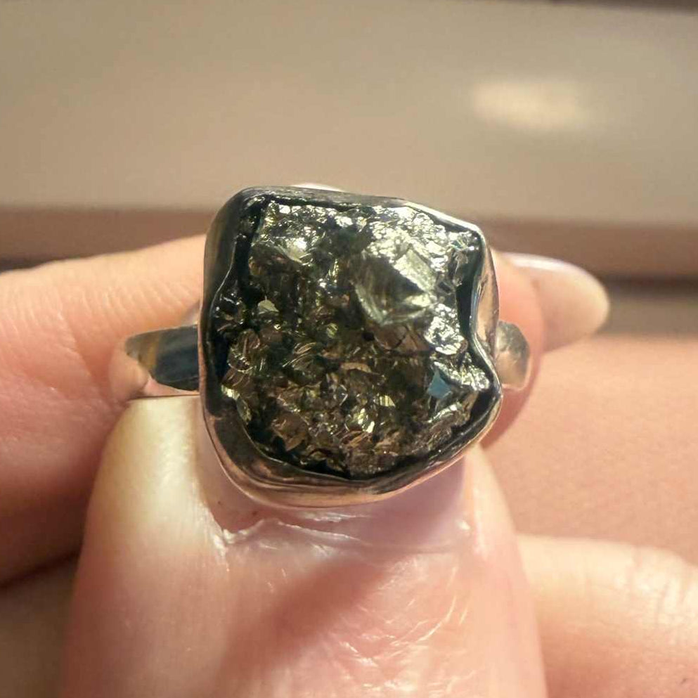 Rough Pyrite Ring | Sterling Silver | Rings | Wiccan Center