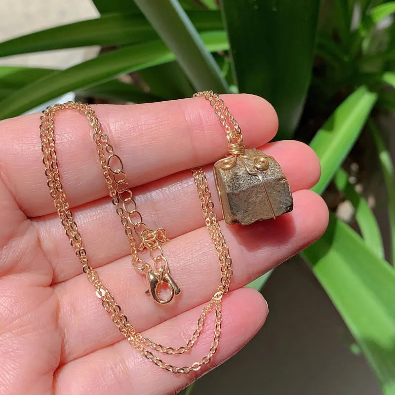 Raw Crystal Wire Wrap Gold Necklaces | necklace | Wiccan Center