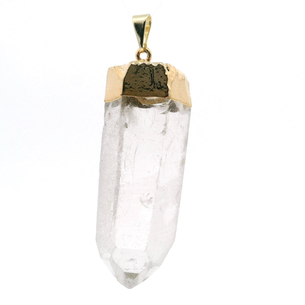Quartz Crystal Point Pendant with Plated Gold Cap | Gemstone Jewelry > Pendants | Wiccan Center
