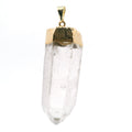 Quartz Crystal Point Pendant with Plated Gold Cap | Gemstone Jewelry > Pendants | Wiccan Center