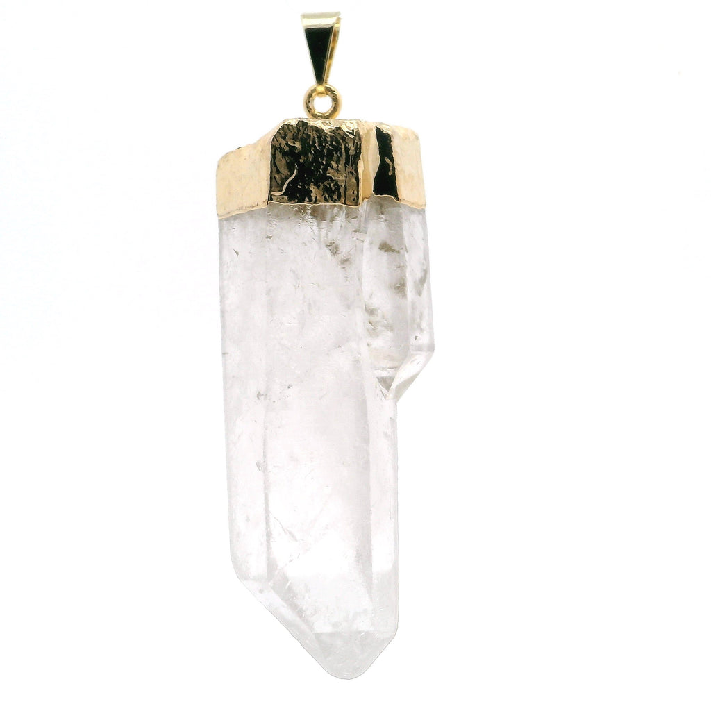 Quartz Crystal Point Pendant with Plated Gold Cap | Gemstone Jewelry > Pendants | Wiccan Center