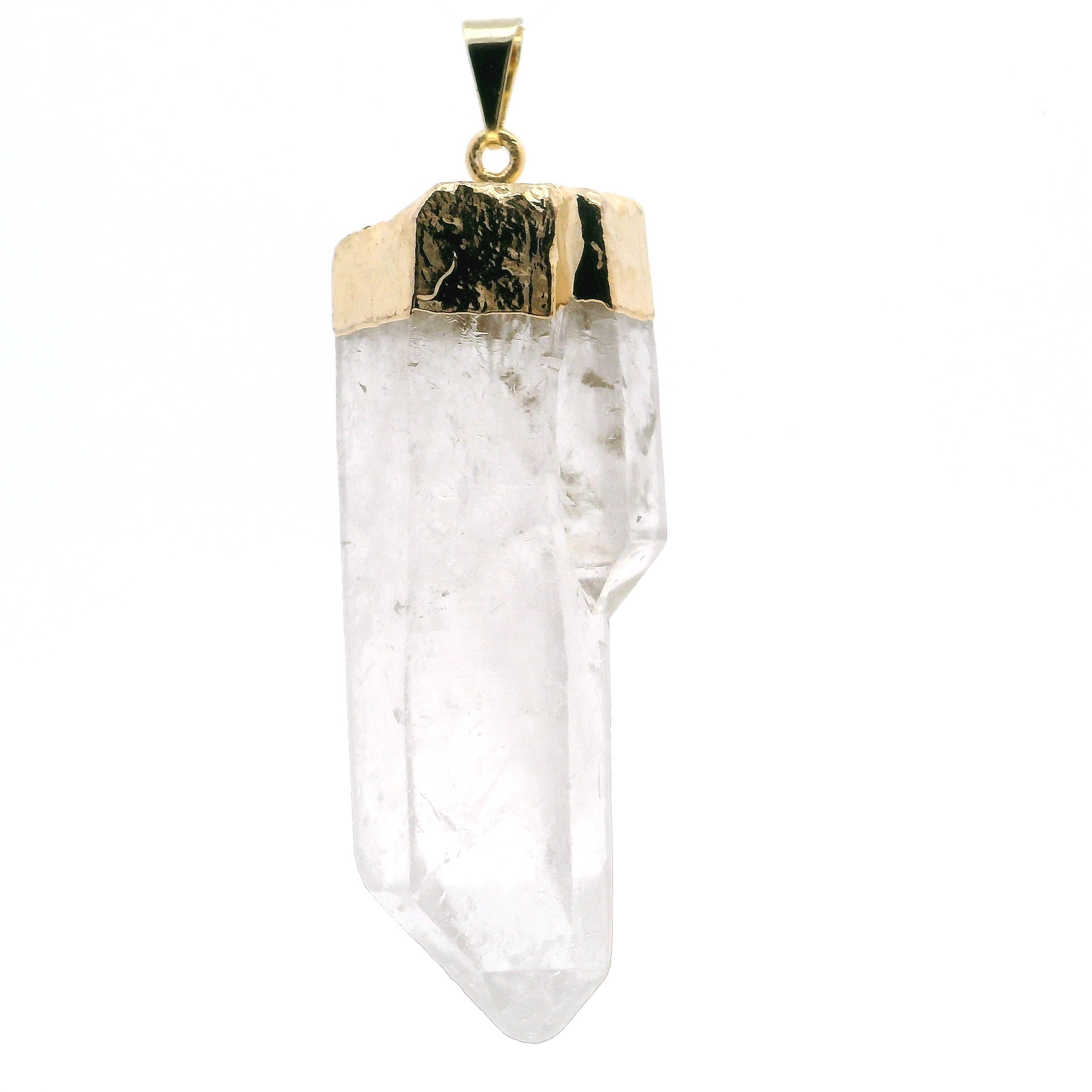 Quartz Crystal Point Pendant with Plated Gold Cap | Gemstone Jewelry > Pendants | Wiccan Center